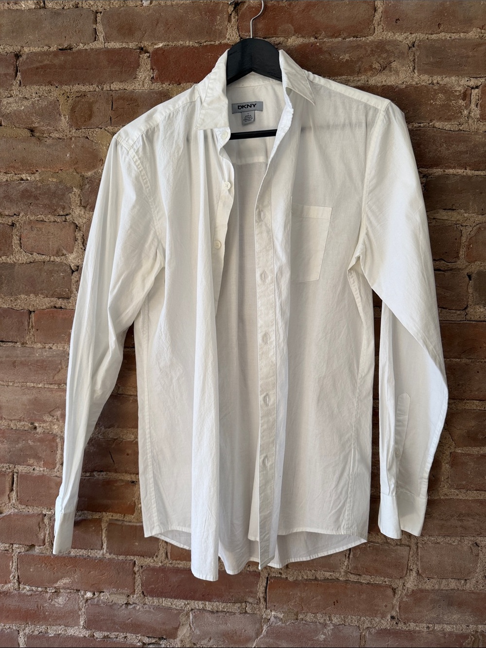 DKNY Men's White Long Sleeve Button-Down Dress Shirt